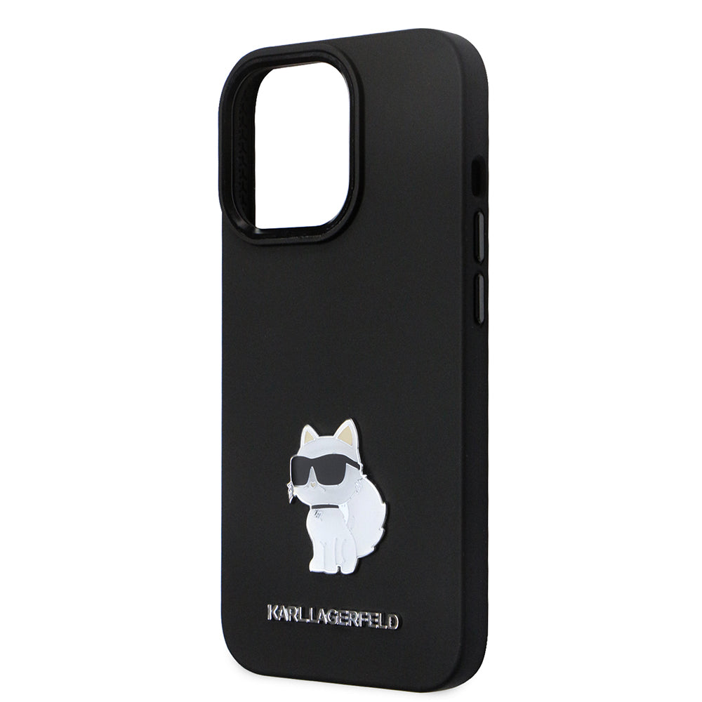 Karl Lagerfeld - Silicone (KLHCP14LSMHCNPK) - iPhone 14 Pro - Choupette Metal Pin