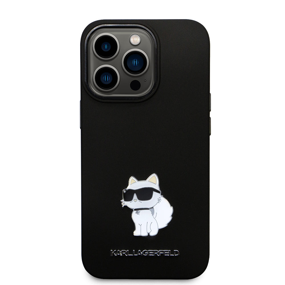 Karl Lagerfeld - Silicone (KLHCP14LSMHCNPK) - iPhone 14 Pro - Choupette Metal Pin