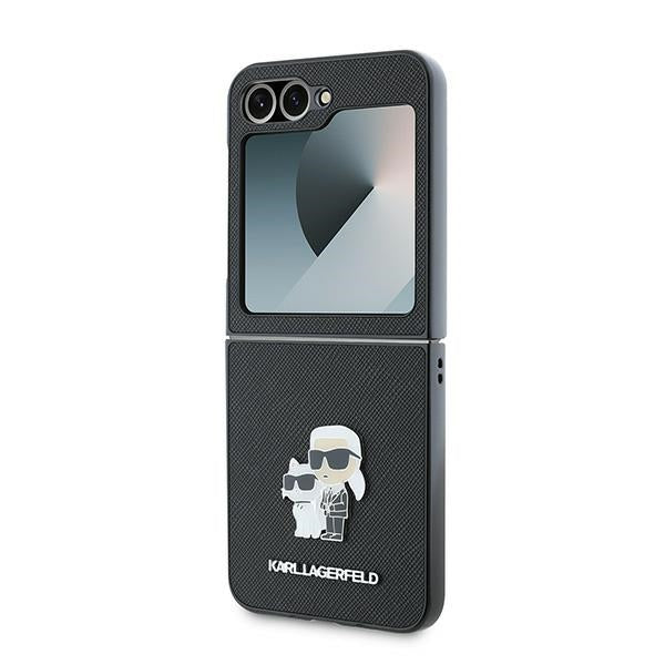 Husa de protectie Karl Lagerfeld Saffiano compatibil cu Samsung Galaxy Z Flip6 / Flip7 FE, Negru