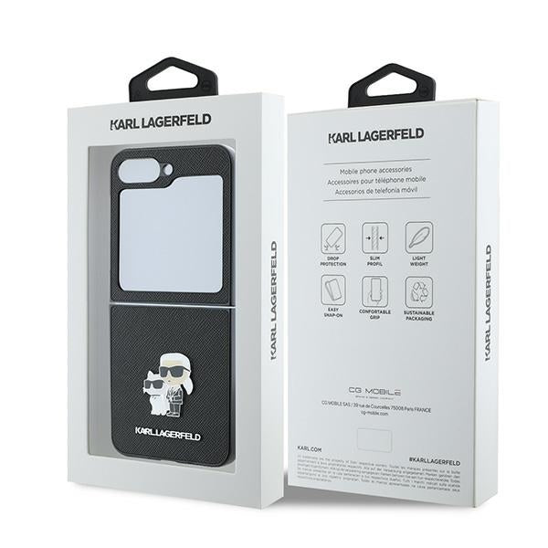 Husa de protectie Karl Lagerfeld Saffiano compatibil cu Samsung Galaxy Z Flip6 / Flip7 FE, Negru