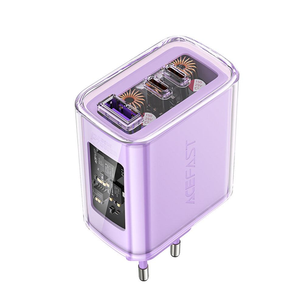 Acefast - Wall Charger Exploration Series (A45) - 2 x USB-C, USB, GaN, PD65W, Fast Charging - Purple