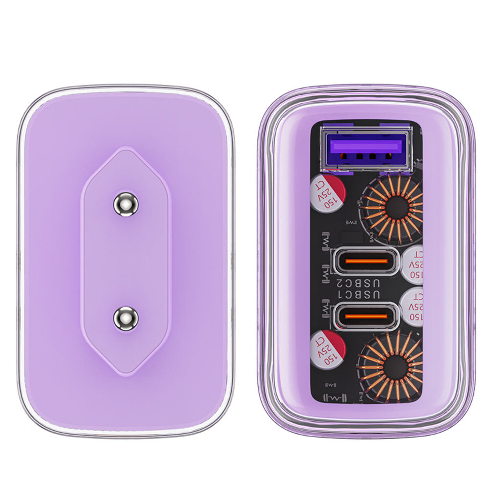 Acefast - Wall Charger Exploration Series (A45) - 2 x USB-C, USB, GaN, PD65W, Fast Charging - Purple
