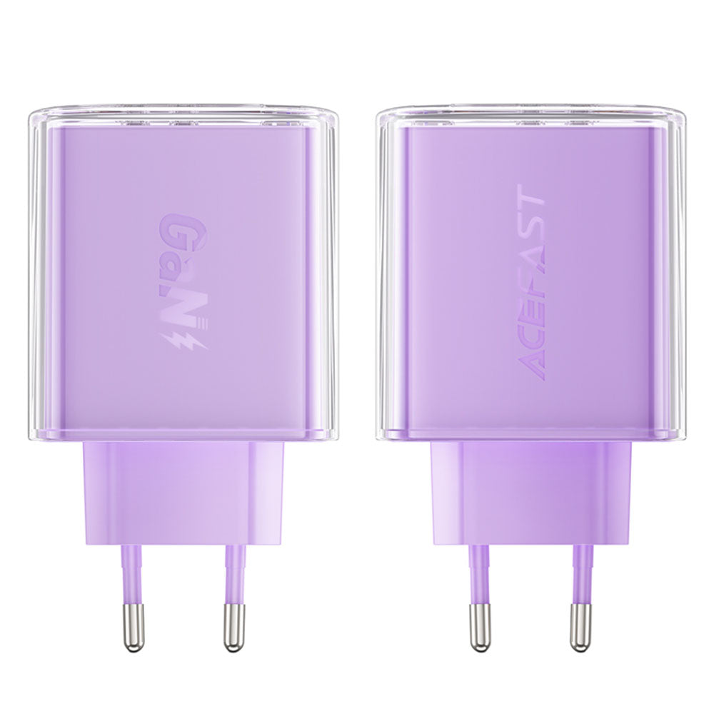 Acefast - Wall Charger Exploration Series (A45) - 2 x USB-C, USB, GaN, PD65W, Fast Charging - Purple