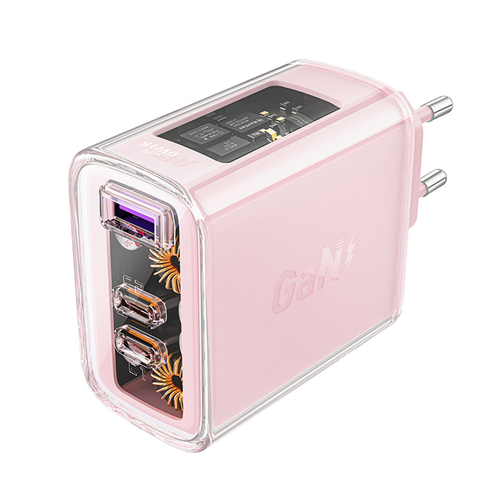 Acefast - Wall Charger Exploration Series (A45) - 2 x USB-C, USB, GaN, PD65W, Fast Charging - Cherry Blossom