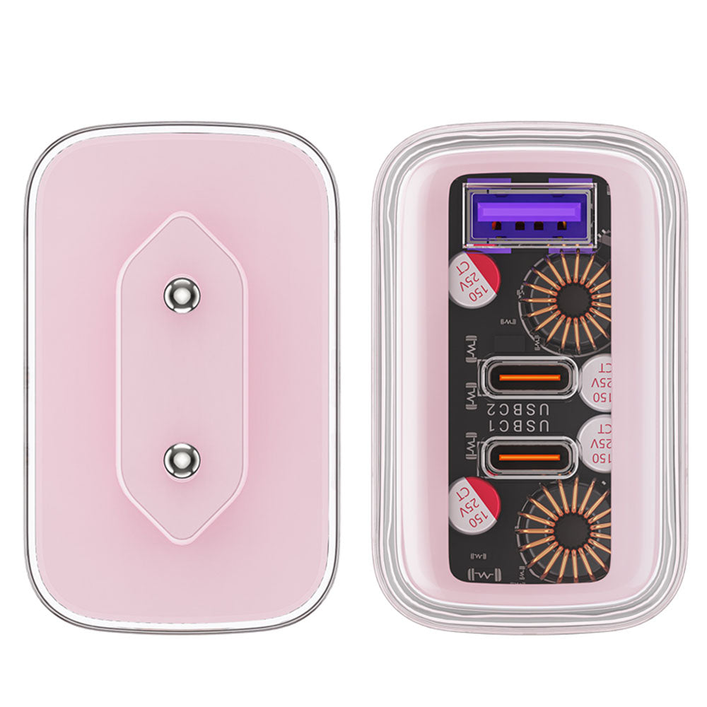Acefast - Wall Charger Exploration Series (A45) - 2 x USB-C, USB, GaN, PD65W, Fast Charging - Cherry Blossom