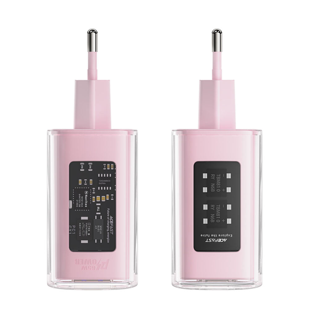 Acefast - Wall Charger Exploration Series (A45) - 2 x USB-C, USB, GaN, PD65W, Fast Charging - Cherry Blossom