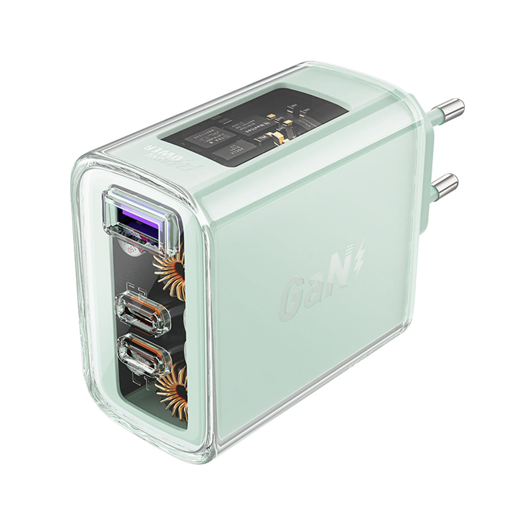 Acefast - Wall Charger Exploration Series (A45) - 2 x USB-C, USB, GaN, PD65W, Fast Charging - Mountain Mist
