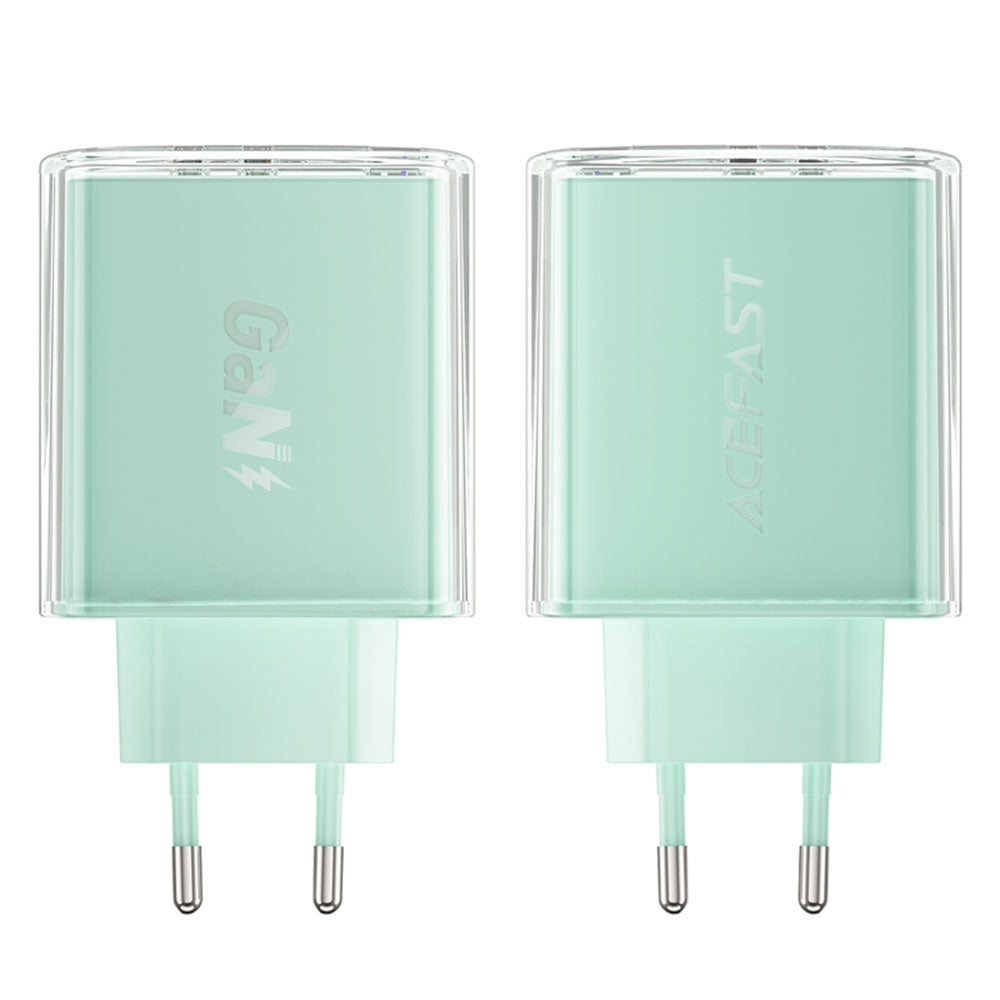 Acefast - Wall Charger Exploration Series (A45) - 2 x USB-C, USB, GaN, PD65W, Fast Charging - Mountain Mist