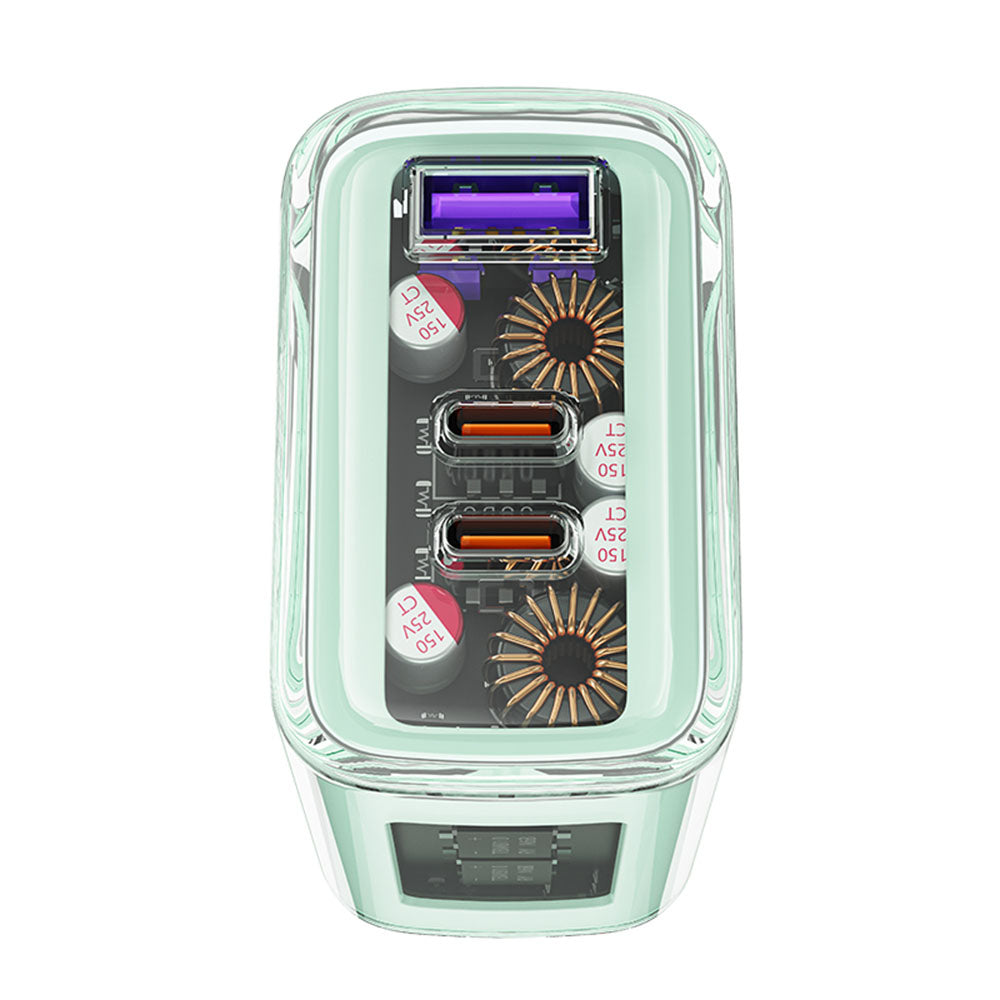 Acefast - Wall Charger Exploration Series (A45) - 2 x USB-C, USB, GaN, PD65W, Fast Charging - Mountain Mist