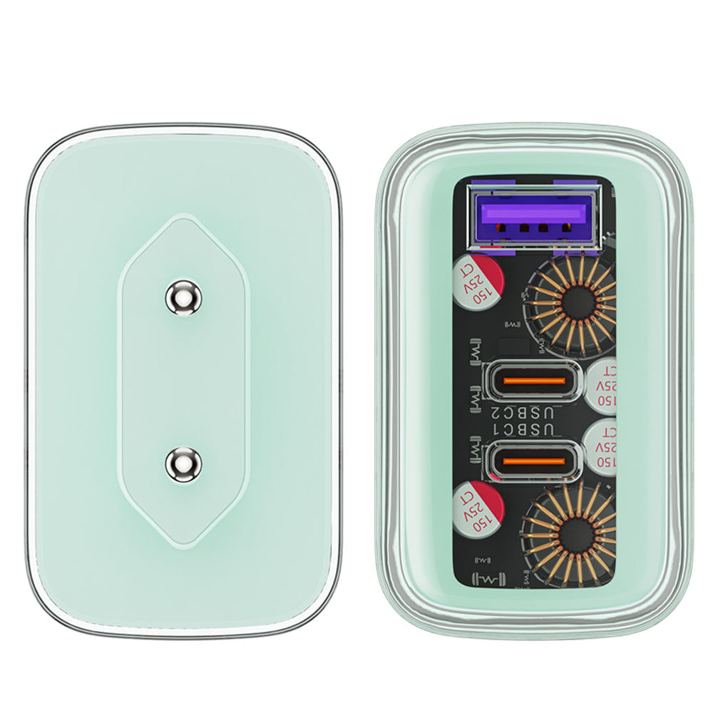 Acefast - Wall Charger Exploration Series (A45) - 2 x USB-C, USB, GaN, PD65W, Fast Charging - Mountain Mist