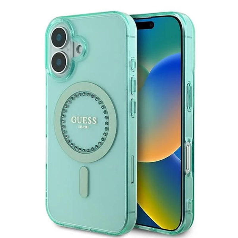 Guess - IML Rhinestones MagSafe (GUHMP16MPFTDTEN) - iPhone 16 Plus - Green