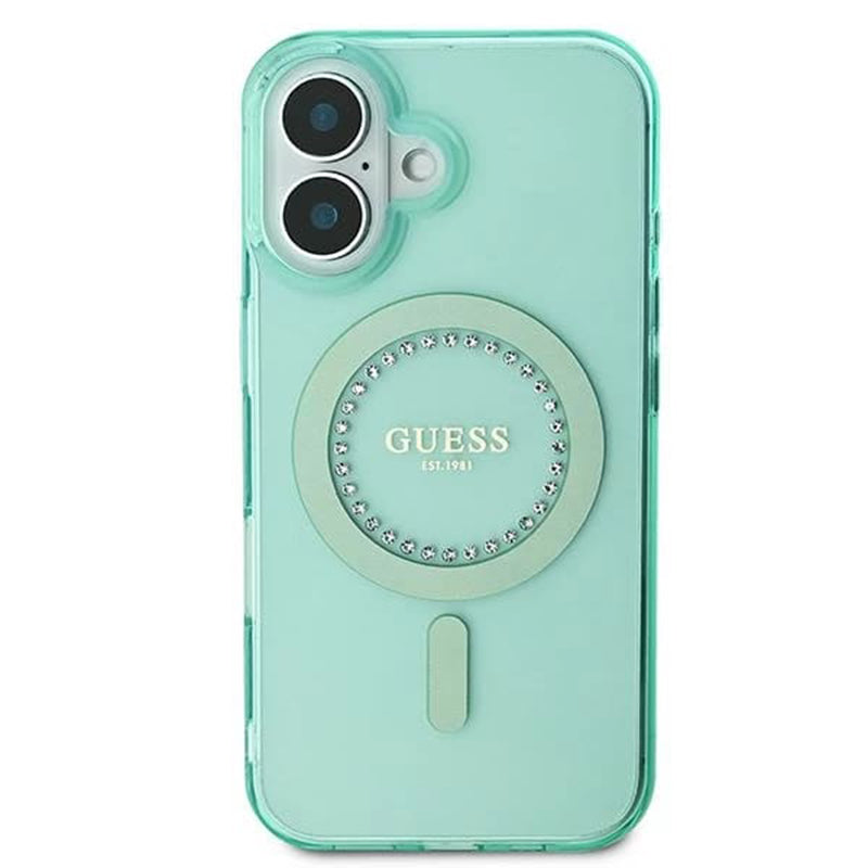 Guess - IML Rhinestones MagSafe (GUHMP16MPFTDTEN) - iPhone 16 Plus - Green