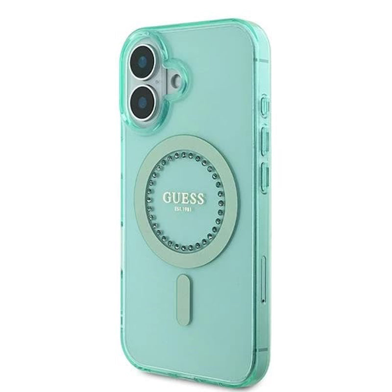 Guess - IML Rhinestones MagSafe (GUHMP16MPFTDTEN) - iPhone 16 Plus - Green