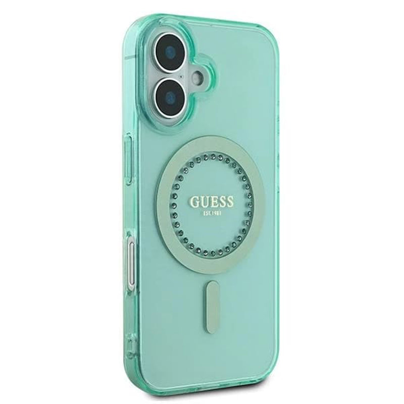 Guess - IML Rhinestones MagSafe (GUHMP16MPFTDTEN) - iPhone 16 Plus - Green