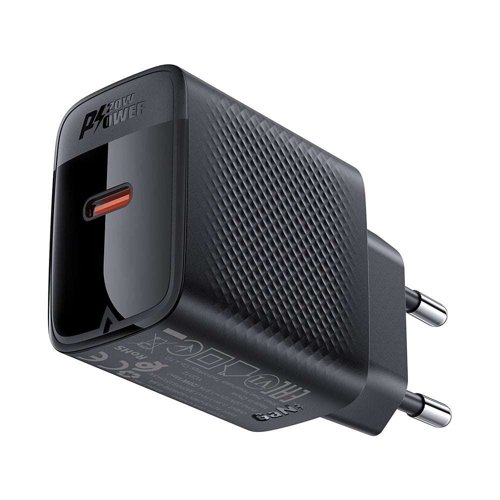 Acefast - Wall Charger (A82) - Type-C, GaN Technology, PD20W, Supports Fast Charging - Black