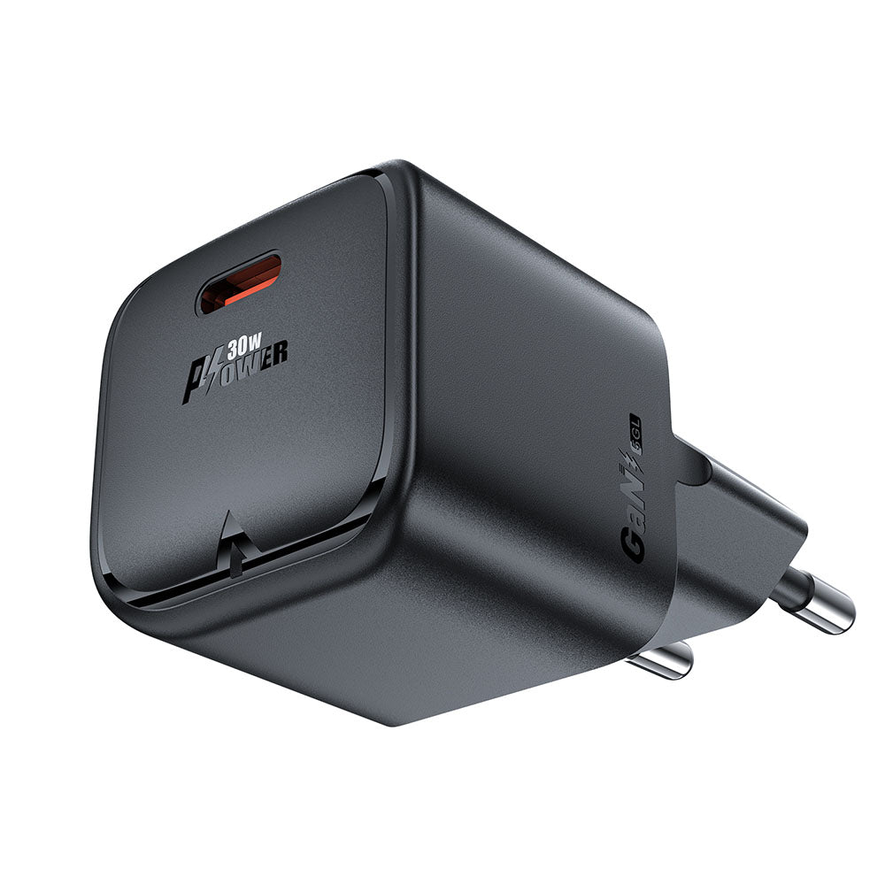 Acefast - Wall Charger (A77) - Type-C, Mini GaN Charger, 30W, Power Delivery - Black