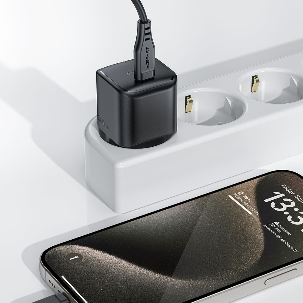 Acefast - Wall Charger (A77) - Type-C, Mini GaN Charger, 30W, Power Delivery - Black