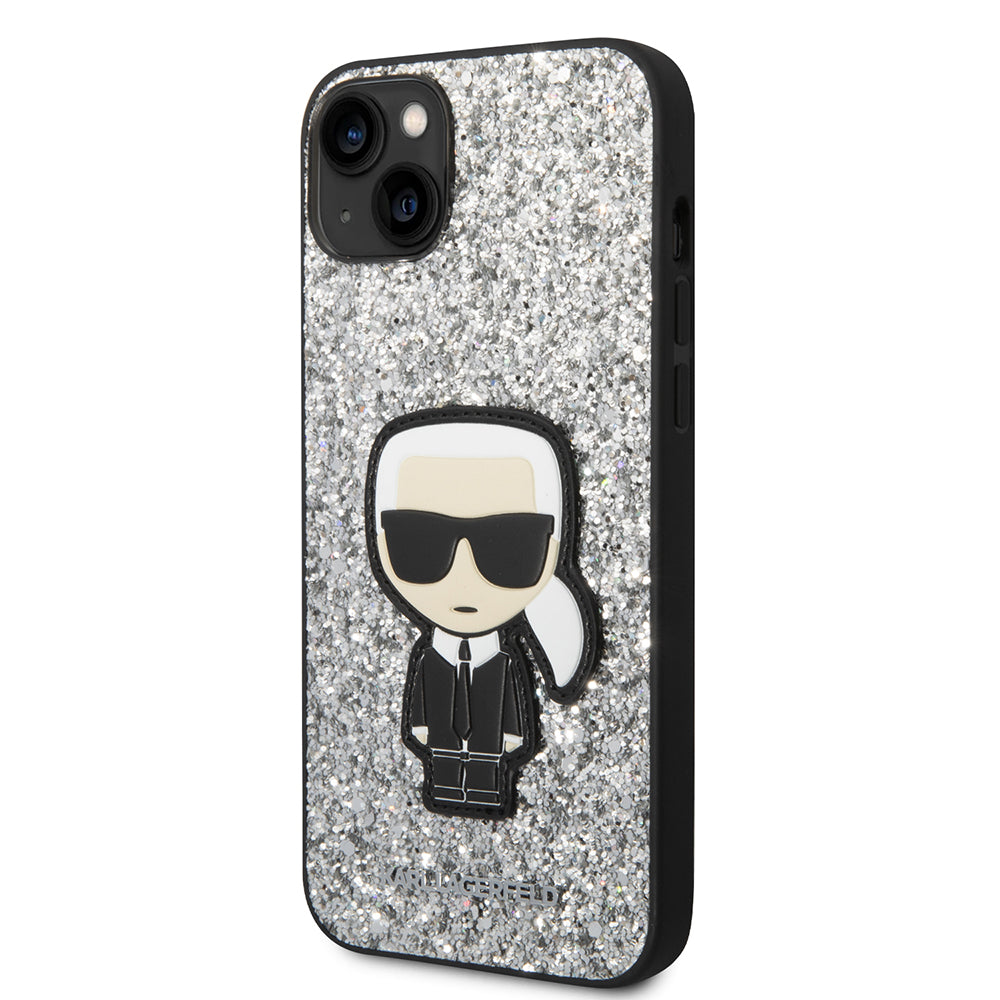 Karl Lagerfeld - Hardcase Glitter (KLHCP14MGFKPG) - iPhone 14 Plus - Silver Flakes Ikonik