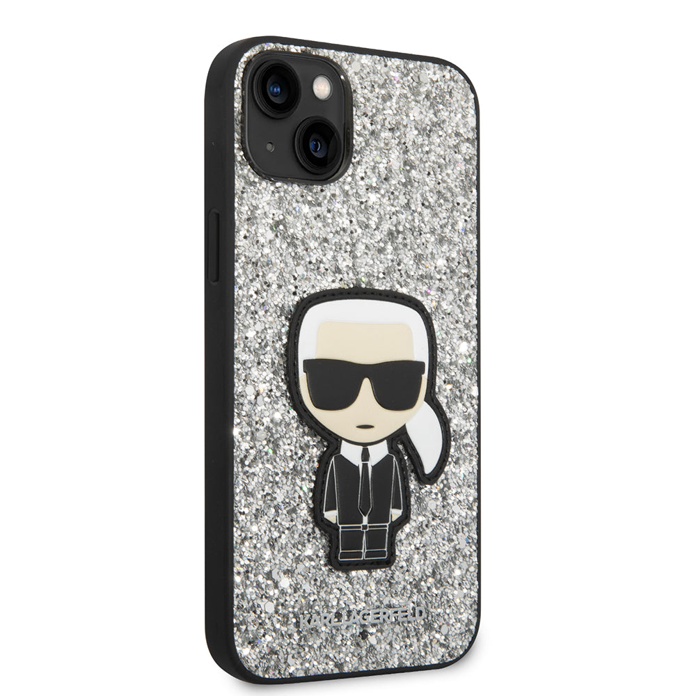 Karl Lagerfeld - Hardcase Glitter (KLHCP14MGFKPG) - iPhone 14 Plus - Silver Flakes Ikonik