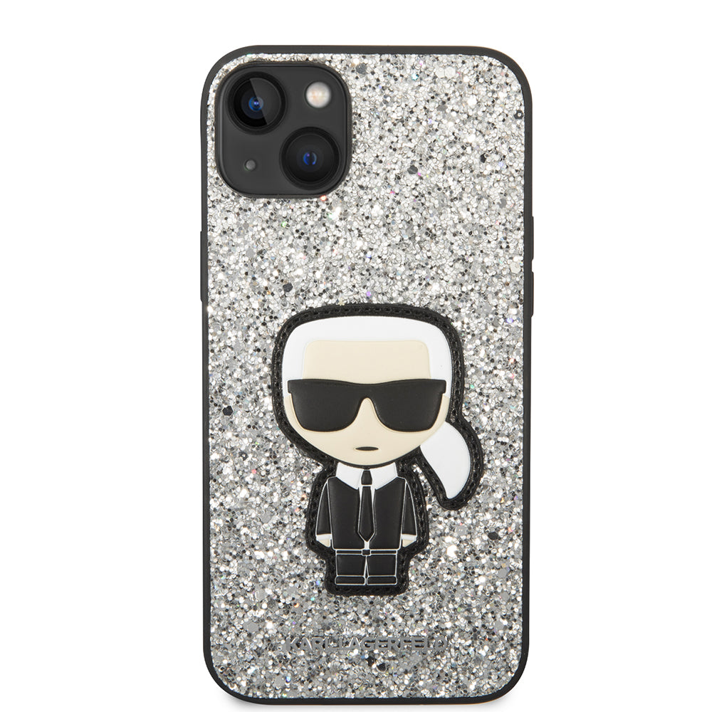 Karl Lagerfeld - Hardcase Glitter (KLHCP14MGFKPG) - iPhone 14 Plus - Silver Flakes Ikonik