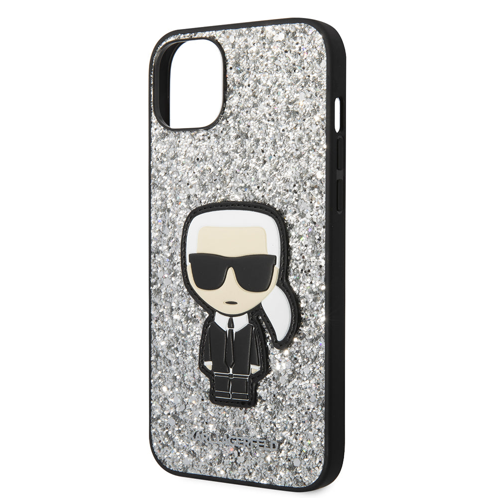 Karl Lagerfeld - Hardcase Glitter (KLHCP14MGFKPG) - iPhone 14 Plus - Silver Flakes Ikonik