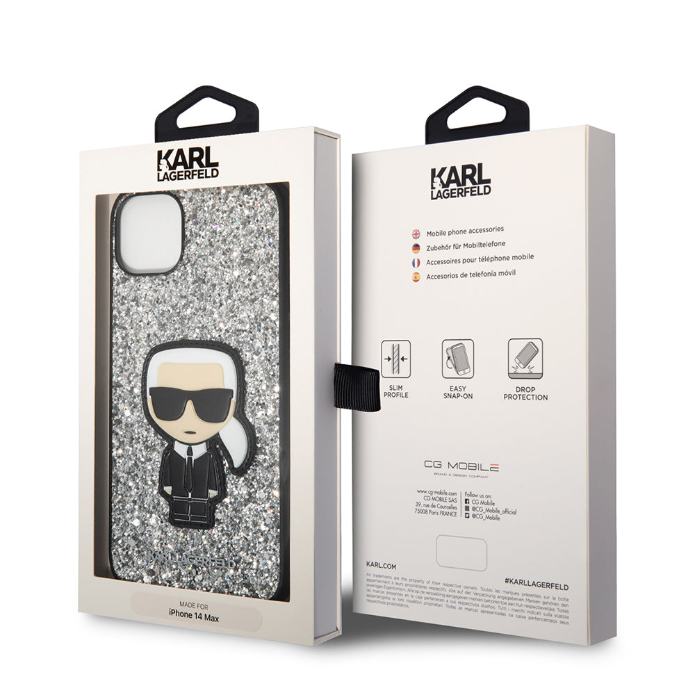 Karl Lagerfeld - Hardcase Glitter (KLHCP14MGFKPG) - iPhone 14 Plus - Silver Flakes Ikonik