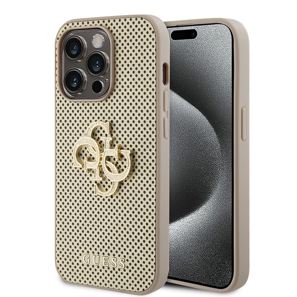 Guess - Leather Perforated 4G (GUHCP15LPSP4LGD) - iPhone 15 Pro - Gold