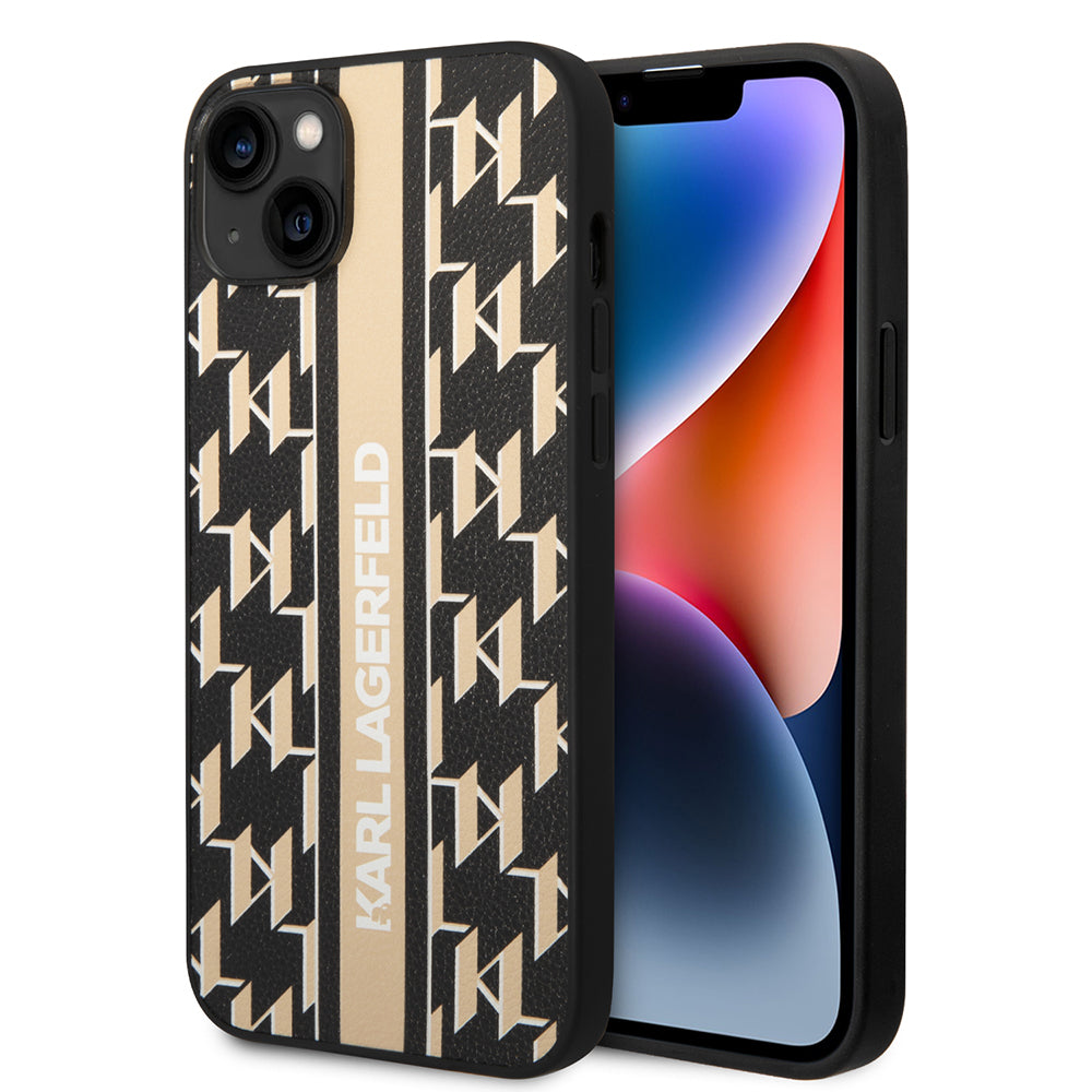Karl Lagerfeld - Hardcase Monogram (KLHCP14MPGKLSKW) - iPhone 14 Plus - Brown Stripe