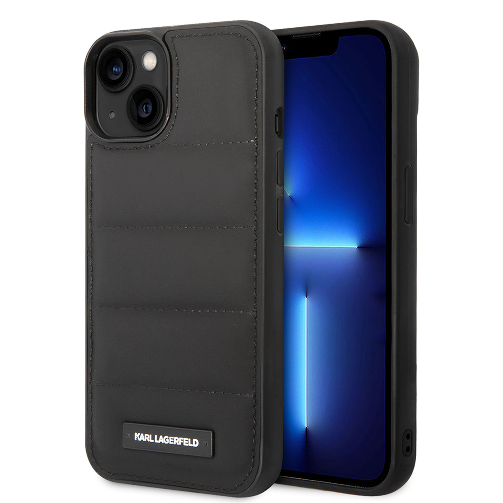 Karl Lagerfeld - Hardcase Leather Puffy (KLHCP14MPSQAK) - iPhone 14 Plus - Elongated Logo