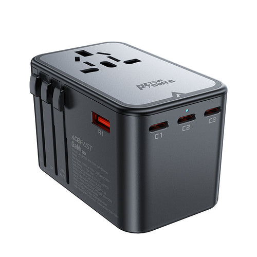 Acefast Incarcator Acefast Travel Adapter (Z1), 3x Type-C, 2x USB, GaN, EU, UK, AUS, US, PD75W, Multifunctional Fast Cha