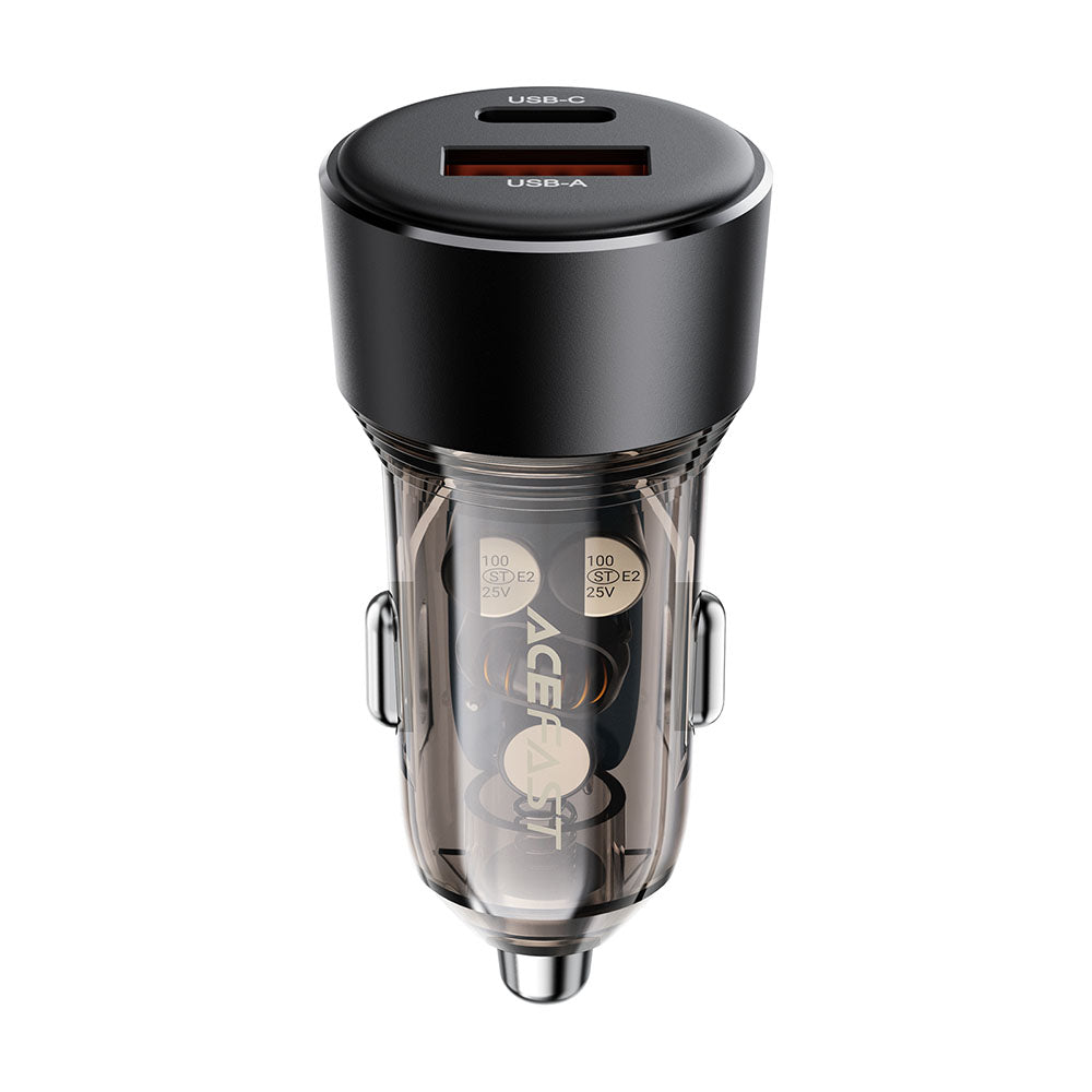 Acefast - Car Charger (B12) - Dual-port, Type-C, USB, Dual Fast Charging, 60W - Black