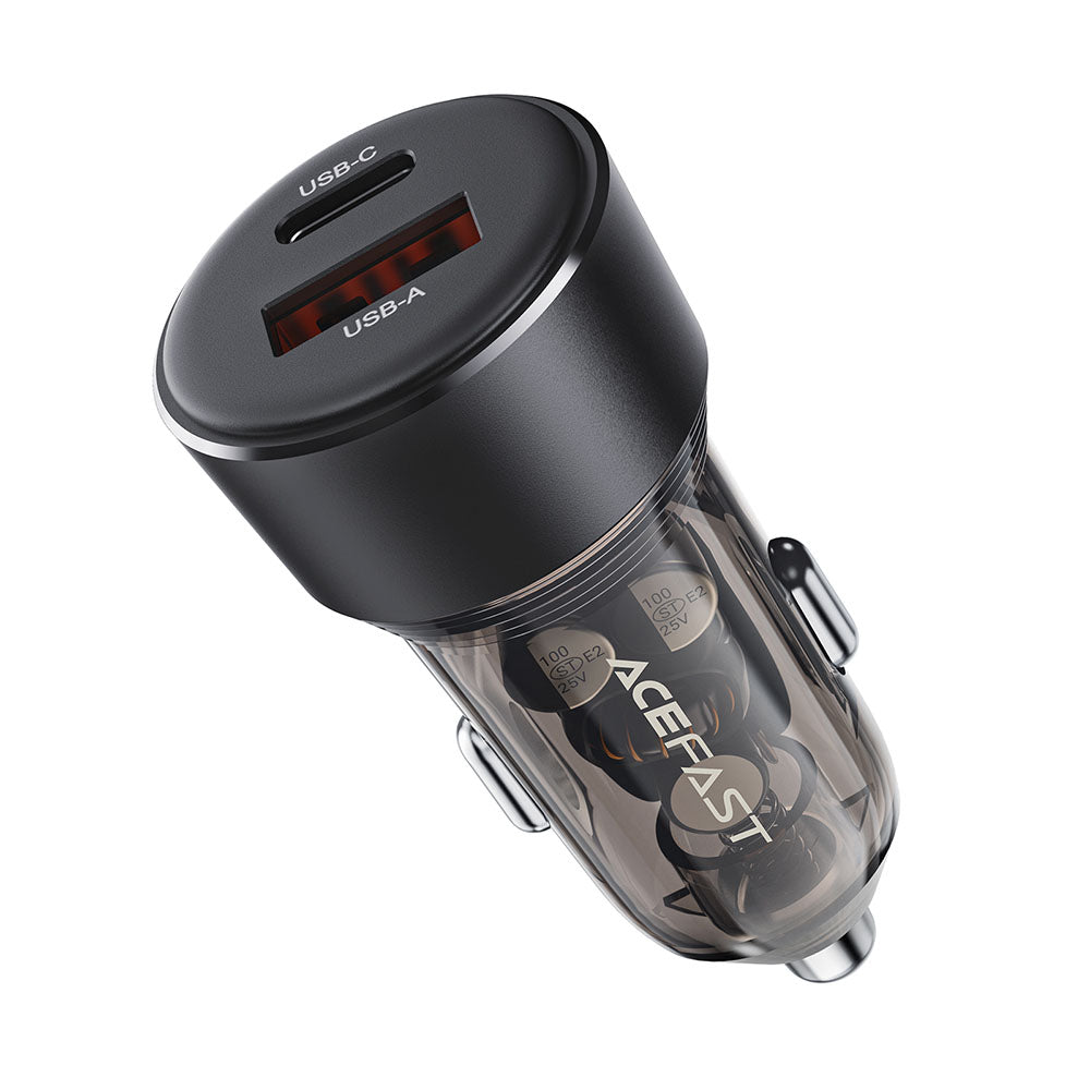 Acefast - Car Charger (B12) - Dual-port, Type-C, USB, Dual Fast Charging, 60W - Black