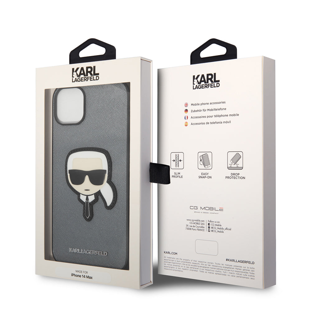 Karl Lagerfeld - Saffiano (KLHCP14MSAPKHG) - iPhone 14 Plus - Silver Karl`s Head