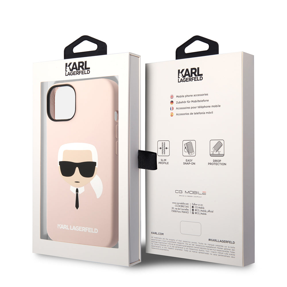 Karl Lagerfeld - Silicone (KLHCP14MSLKHLP) - iPhone 14 Plus - Pink Karl`s Head