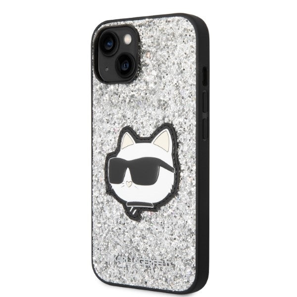 Karl Lagerfeld - Hardcase Glitter (KLHCP14MG2CPS) - iPhone 14 Plus - Silver Choupette Patch