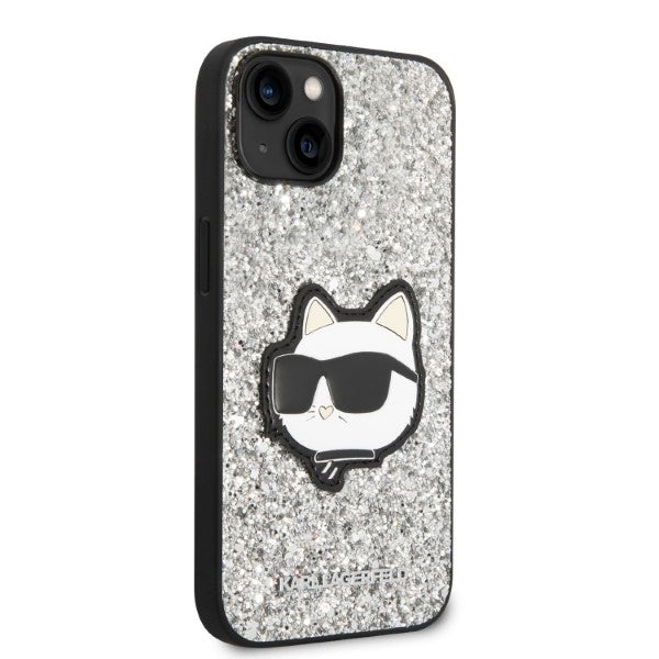 Karl Lagerfeld - Hardcase Glitter (KLHCP14MG2CPS) - iPhone 14 Plus - Silver Choupette Patch