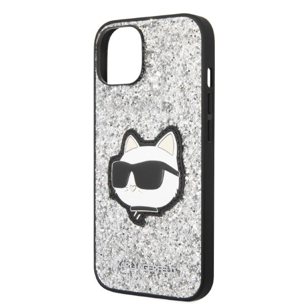 Karl Lagerfeld - Hardcase Glitter (KLHCP14MG2CPS) - iPhone 14 Plus - Silver Choupette Patch