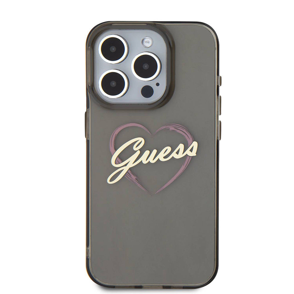 Guess - Hardcase IML Heart (GUHCP16XHCHGSPK) - iPhone 16 Pro Max - Black