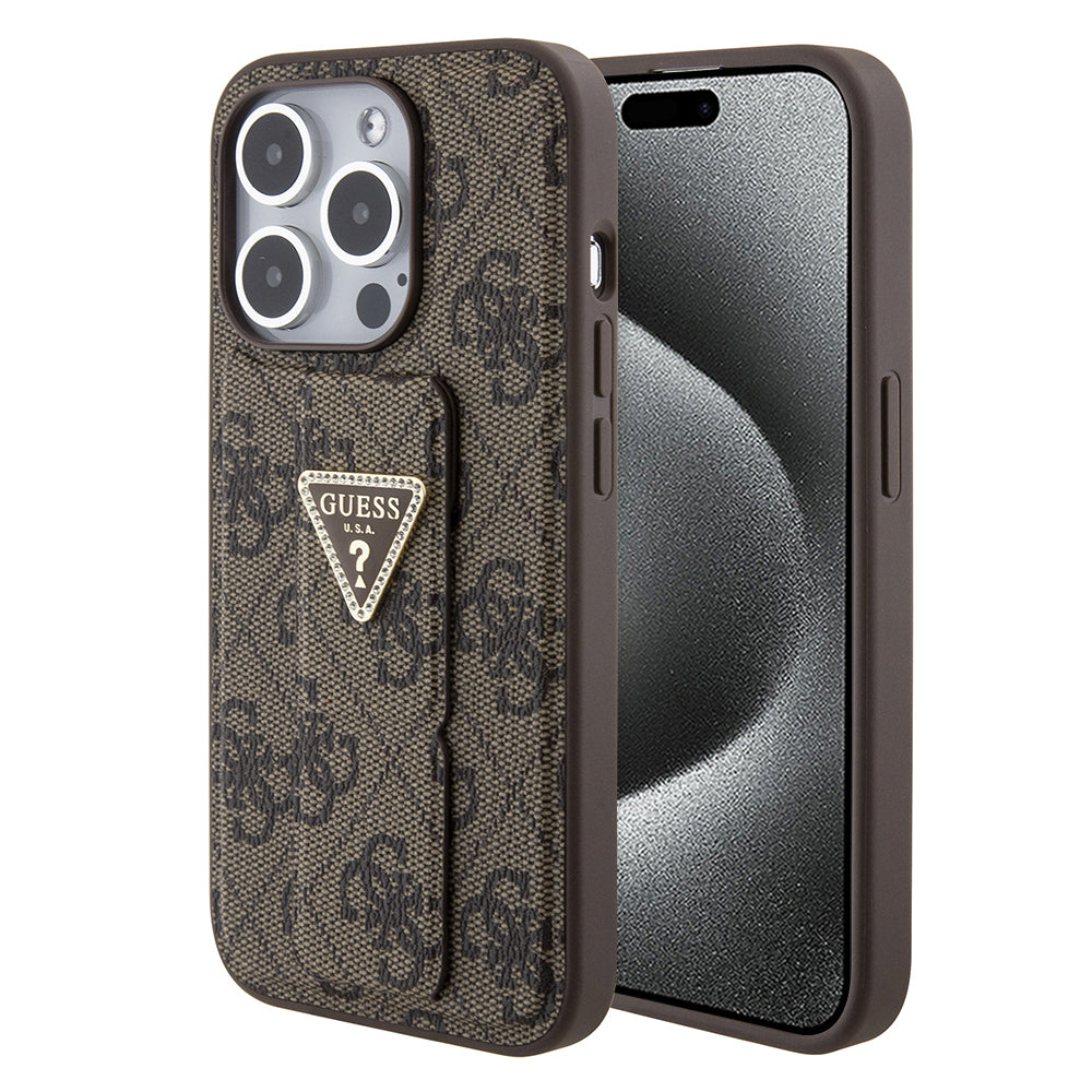 Guess - Grip Stand 4G Triangle Strass (GUHCP15LPGS4TDW) - iPhone 15 Pro - Brown