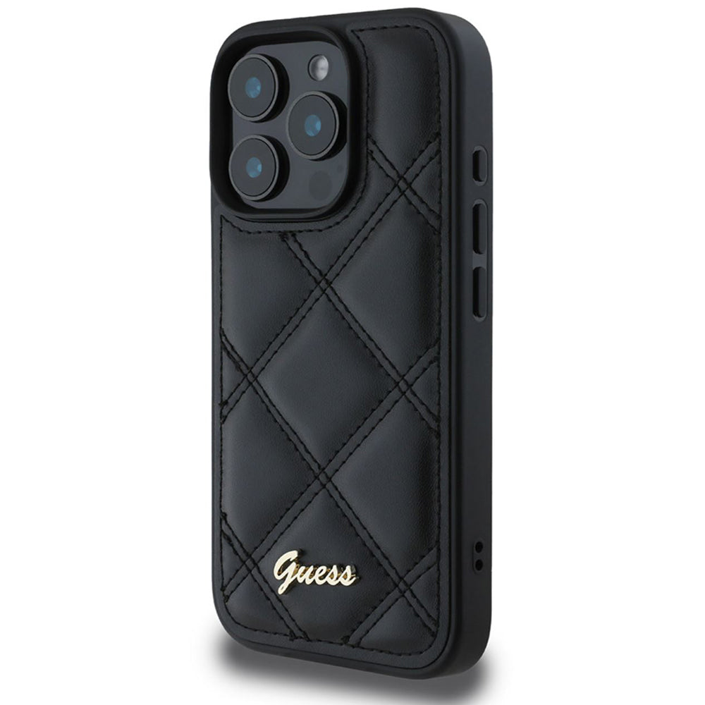 Guess - Quilted Metal Logo (GUHCP16LPSQSQSK) - iPhone 16 Pro - Black