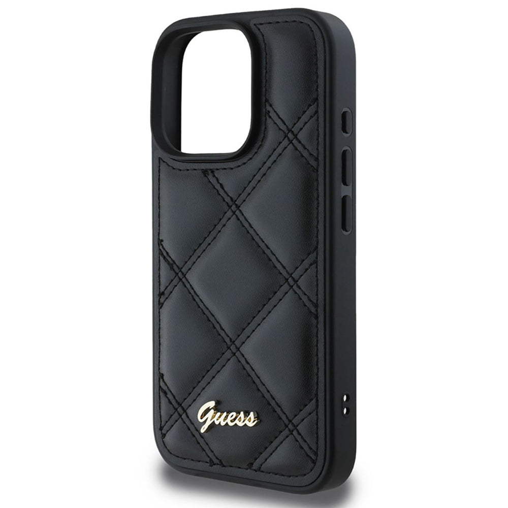 Guess - Quilted Metal Logo (GUHCP16LPSQSQSK) - iPhone 16 Pro - Black