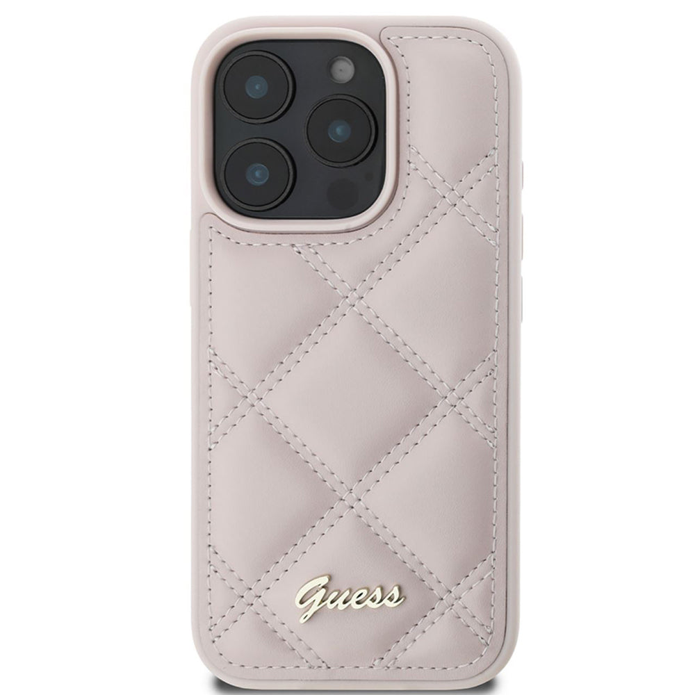 Guess - Quilted Metal Logo (GUHCP16LPSQSQSP) - iPhone 16 Pro - Pink