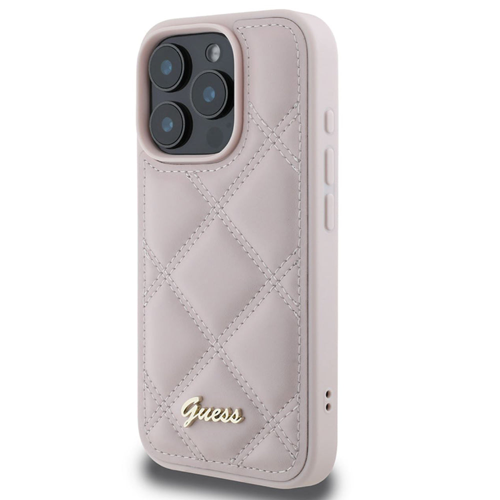 Guess - Quilted Metal Logo (GUHCP16LPSQSQSP) - iPhone 16 Pro - Pink