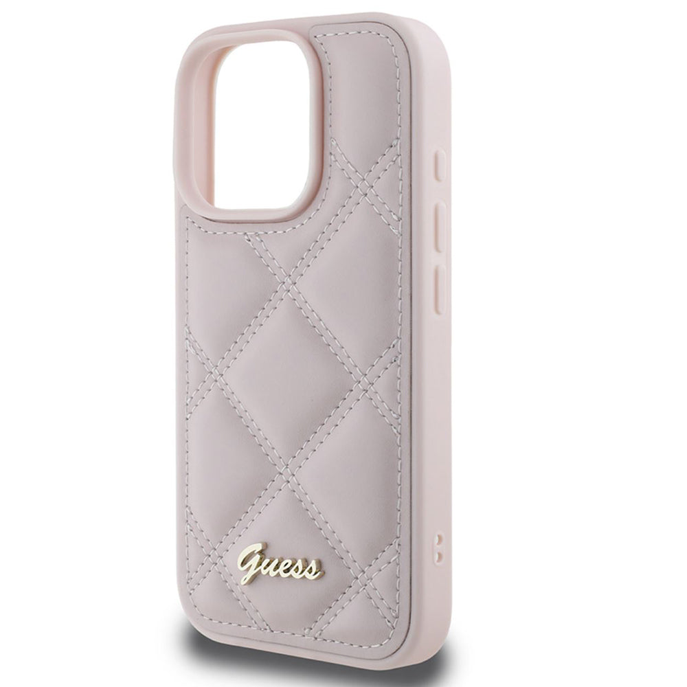Guess - Quilted Metal Logo (GUHCP16LPSQSQSP) - iPhone 16 Pro - Pink