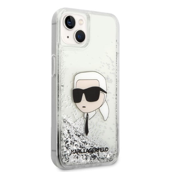 Karl Lagerfeld - Hardcase Glitter (KLHCP14MLNKHCH) - iPhone 14 Plus - Silver Karl Head