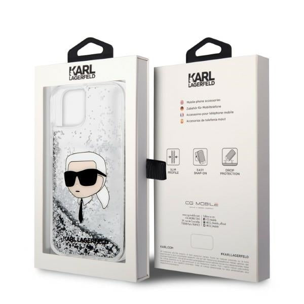 Karl Lagerfeld - Hardcase Glitter (KLHCP14MLNKHCH) - iPhone 14 Plus - Silver Karl Head