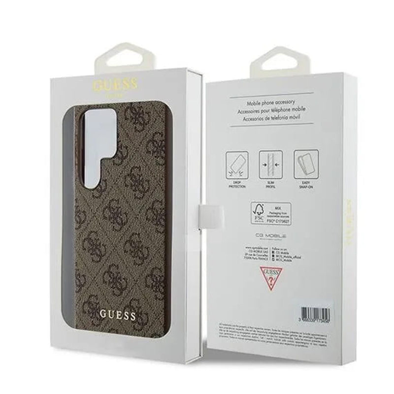 Guess Husa de protectie Guess Hardcase 4G Metal Gold Logo (GUHCS24LG4GFBR) compatibil cu Samsung Galaxy S24 Ultra, Maro 