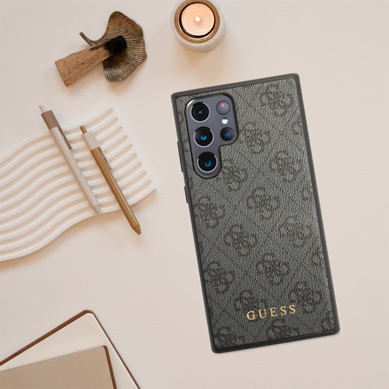 Guess Husa de protectie Guess Hardcase 4G Metal Gold Logo (GUHCS24LG4GFBR) compatibil cu Samsung Galaxy S24 Ultra, Maro 