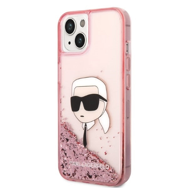 Karl Lagerfeld - Hardcase Glitter (KLHCP14MLNKHCP) - iPhone 14 Plus - Pink Karl Head