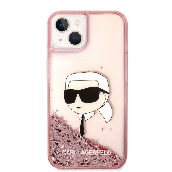 Karl Lagerfeld - Hardcase Glitter (KLHCP14MLNKHCP) - iPhone 14 Plus - Pink Karl Head